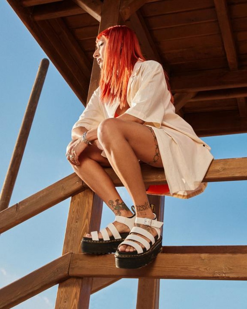 Dr Martens Blaire Hydro Nahkaiset Platform Strap Naisten Sandaalit Valkoinen | Suomi_Dr72772