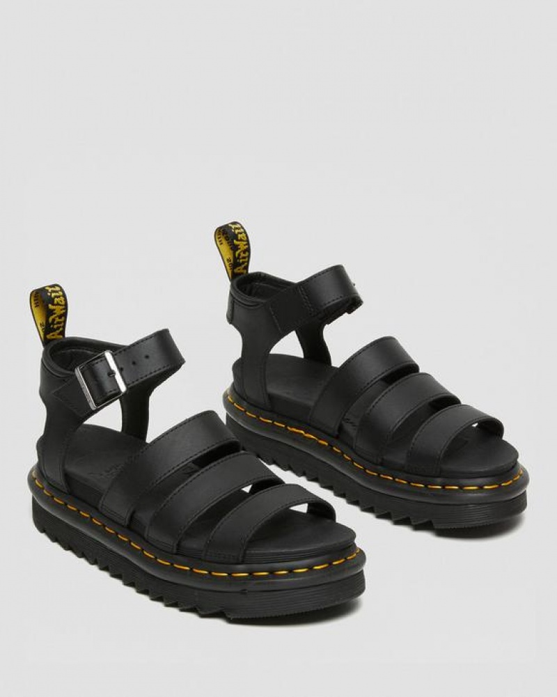 Dr Martens Blaire Hydro Nahkaiset Strap Naisten Platform Kengät Mustat | Suomi_Dr32045