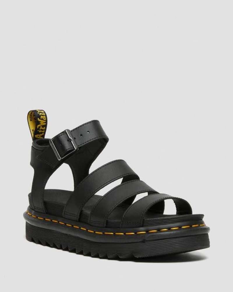 Dr Martens Blaire Hydro Nahkaiset Strap Naisten Platform Kengät Mustat | Suomi_Dr32045