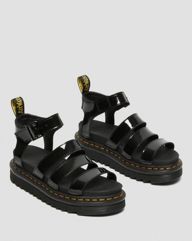 Dr Martens Blaire Kiiltonahka Nahkaiset Strap Naisten Sandaalit Mustat | Suomi_Dr95001