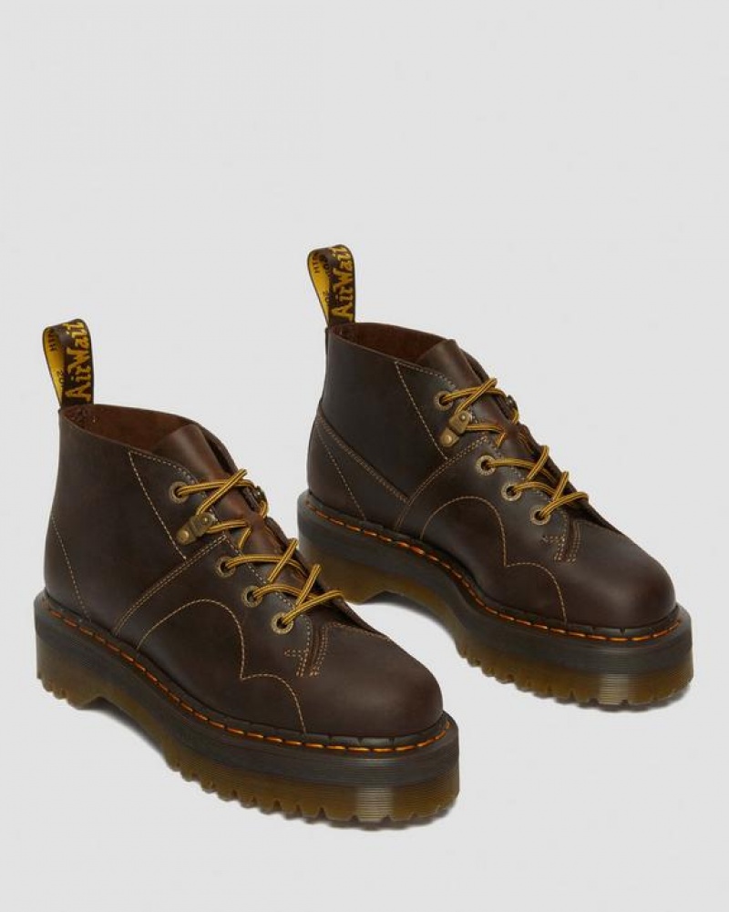 Dr Martens Church Arc Crazy Horse Monkey Naisten Platform Kengät Tummanruskea | Suomi_Dr55002