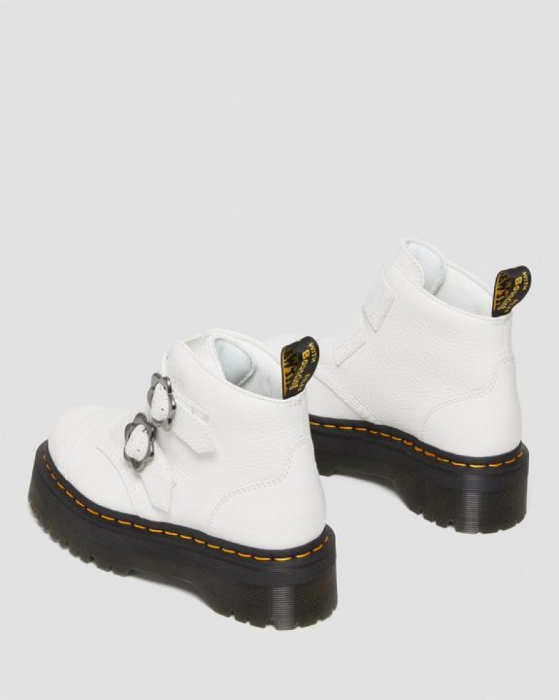 Dr Martens Devon Flower Solki Nahkaiset Platform Naisten Saappaat Valkoinen | Suomi_Dr12258