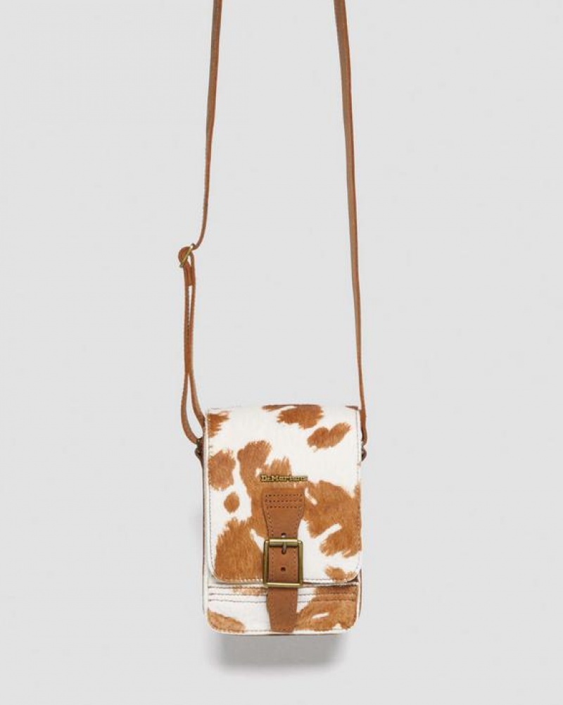 Dr Martens Hair-On Cow Print Vertical Crossbody Accessories Laukut Ruskea | Suomi_Dr72223