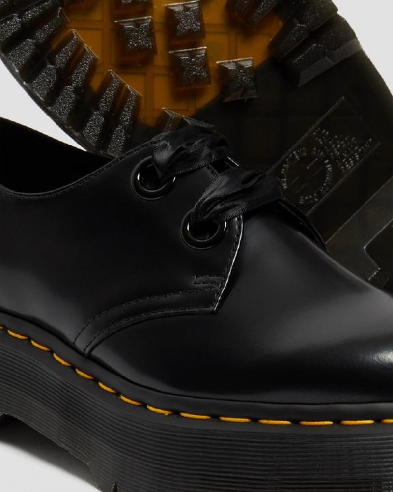 Dr Martens Holly Women's Nahkaiset Naisten Platform Kengät Mustat | Suomi_Dr54172