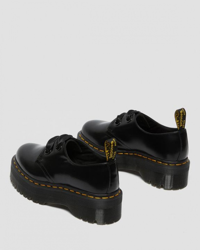 Dr Martens Holly Women's Nahkaiset Naisten Platform Kengät Mustat | Suomi_Dr54172