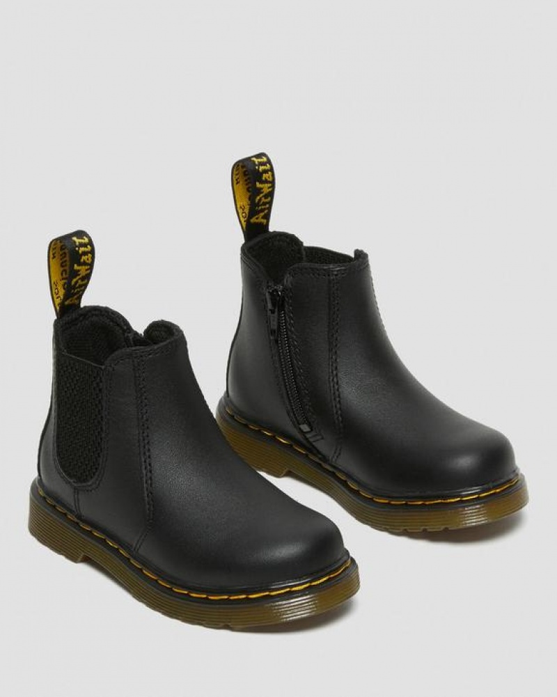 Dr Martens Infant/Toddler 2976 Softy T Nahkaiset Chelsea Lasten Saappaat Mustat | Suomi_Dr83011