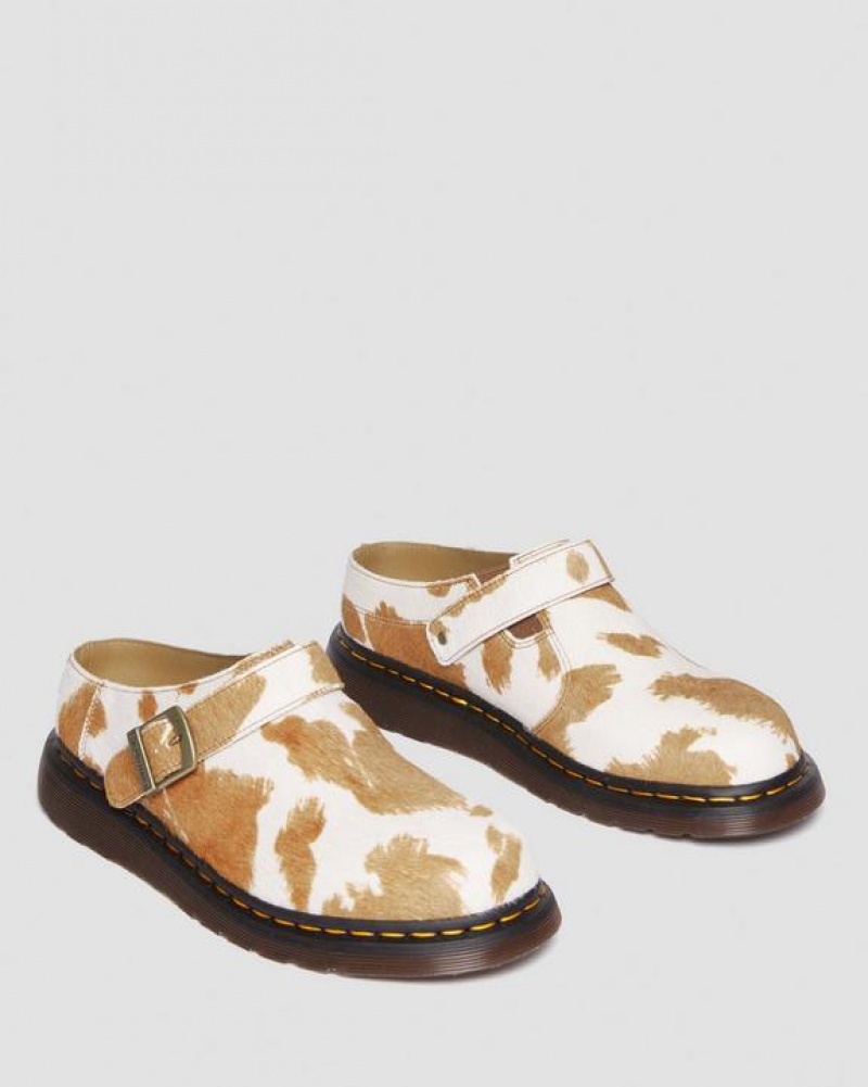 Dr Martens Isham Hair-On Cow Print Slingback Mules Naisten Kengät Ruskea Valkoinen | Suomi_Dr26542