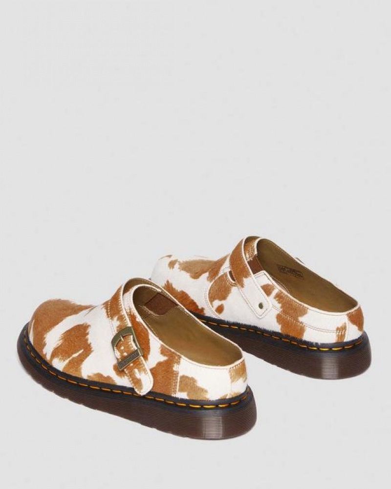 Dr Martens Isham Hair-On Cow Print Slingback Mules Naisten Kengät Ruskea Valkoinen | Suomi_Dr26542