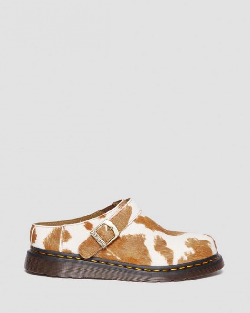 Dr Martens Isham Hair-On Cow Print Slingback Mules Naisten Kengät Ruskea Valkoinen | Suomi_Dr26542