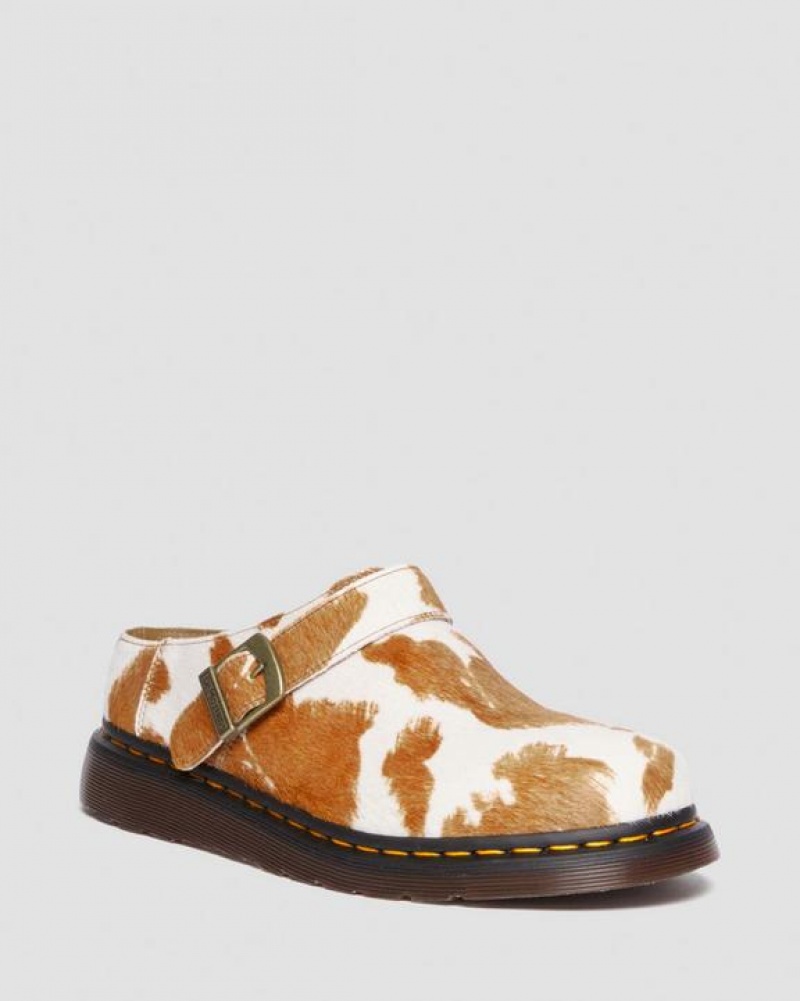 Dr Martens Isham Hair-On Cow Print Slingback Mules Naisten Kengät Ruskea Valkoinen | Suomi_Dr26542