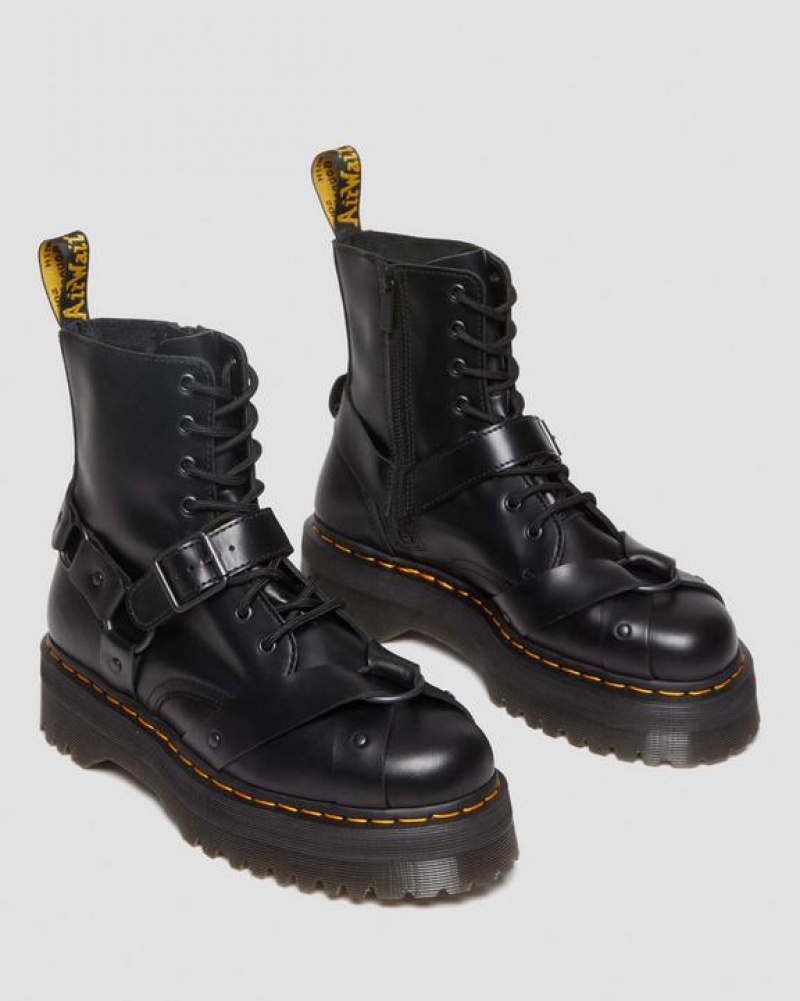 Dr Martens Jadon Boot Harness Nahkaiset Miesten Platform Kengät Mustat | Suomi_Dr96879