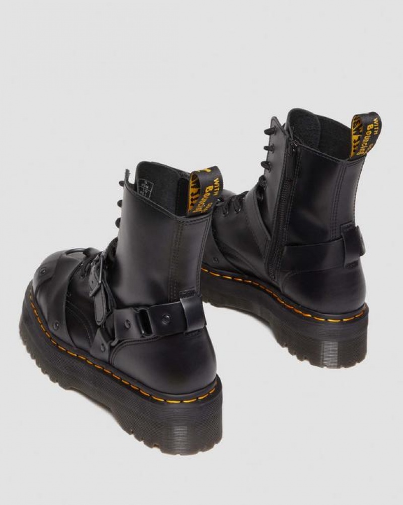 Dr Martens Jadon Boot Harness Nahkaiset Miesten Platform Kengät Mustat | Suomi_Dr96879