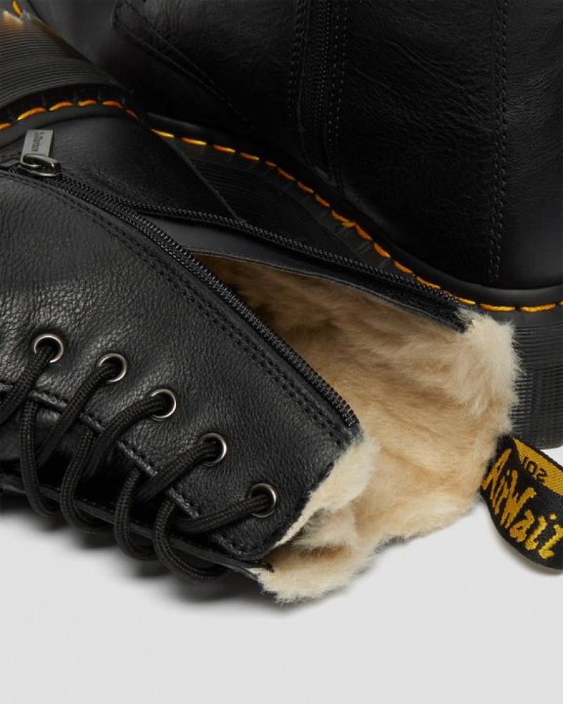 Dr Martens Jadon Boot Nahkaiset Faux Fur Vuoratut Naisten Platform Kengät Mustat | Suomi_Dr54258