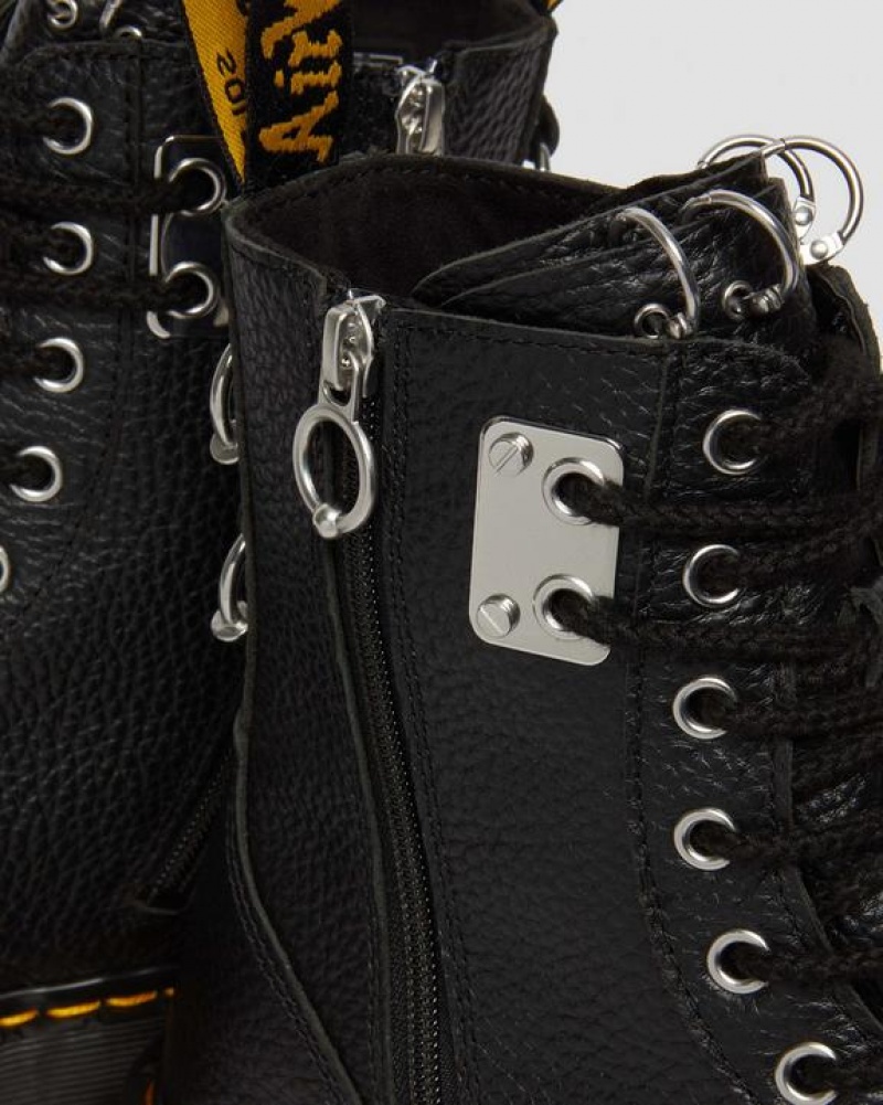 Dr Martens Jadon Boot Piercing Milled Nappa Nahkaiset Platforms Naisten Saappaat Mustat | Suomi_Dr36963