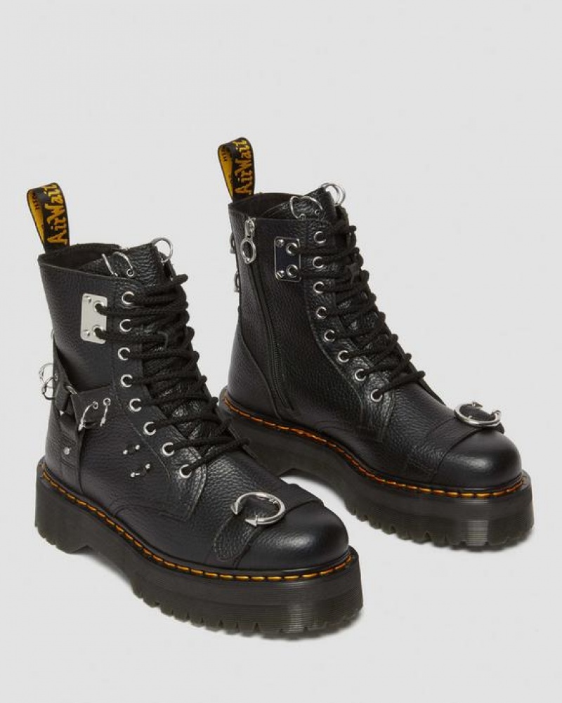 Dr Martens Jadon Boot Piercing Milled Nappa Nahkaiset Platforms Naisten Saappaat Mustat | Suomi_Dr36963