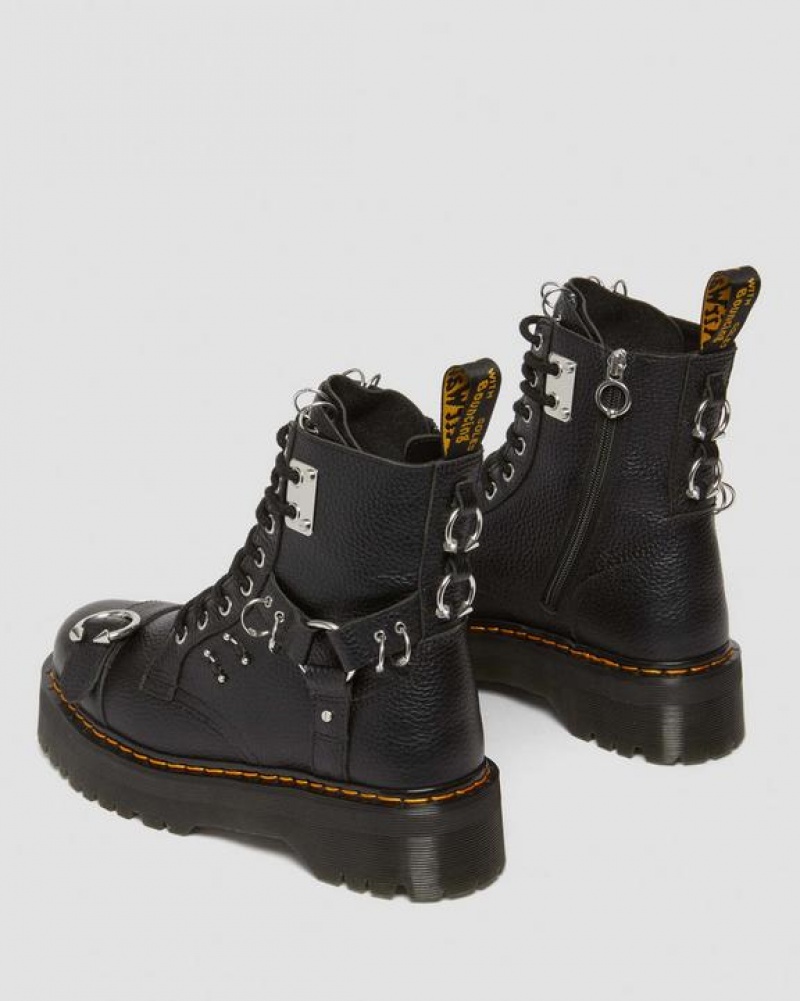 Dr Martens Jadon Boot Piercing Milled Nappa Nahkaiset Platforms Naisten Saappaat Mustat | Suomi_Dr36963