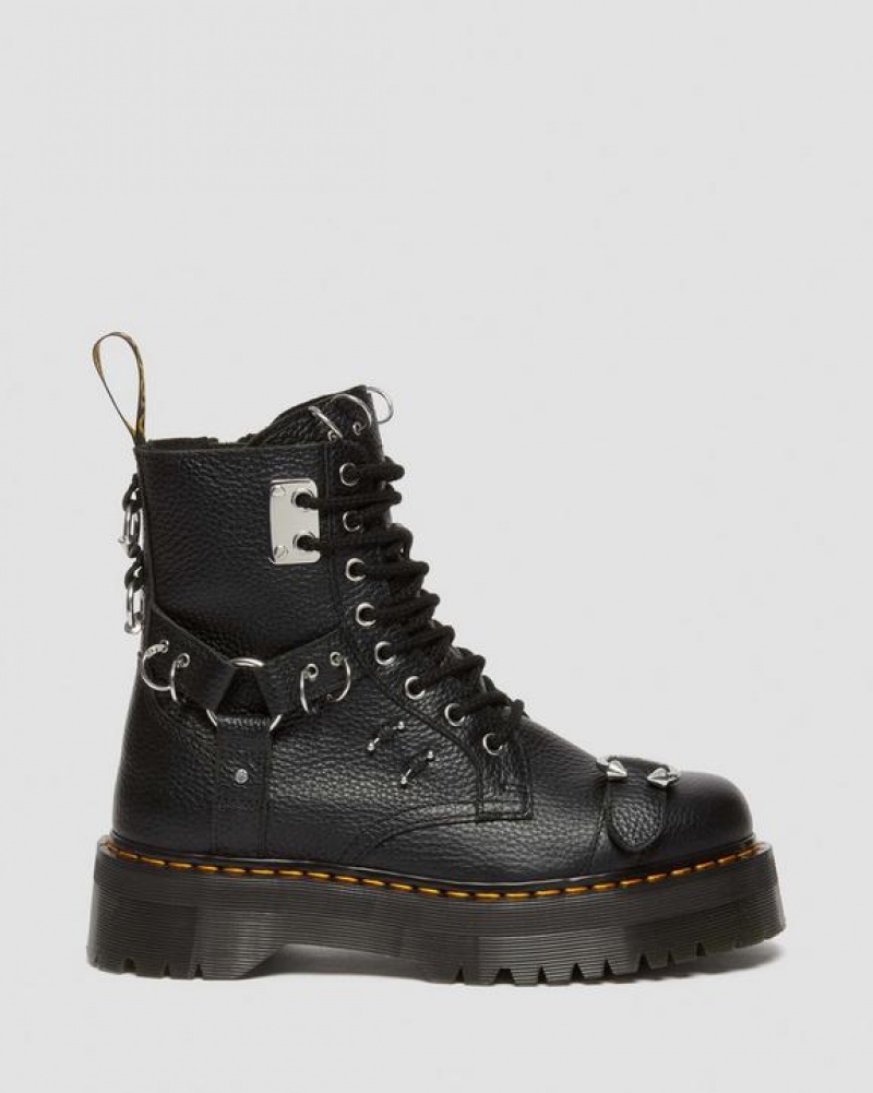 Dr Martens Jadon Boot Piercing Milled Nappa Nahkaiset Platforms Naisten Saappaat Mustat | Suomi_Dr36963