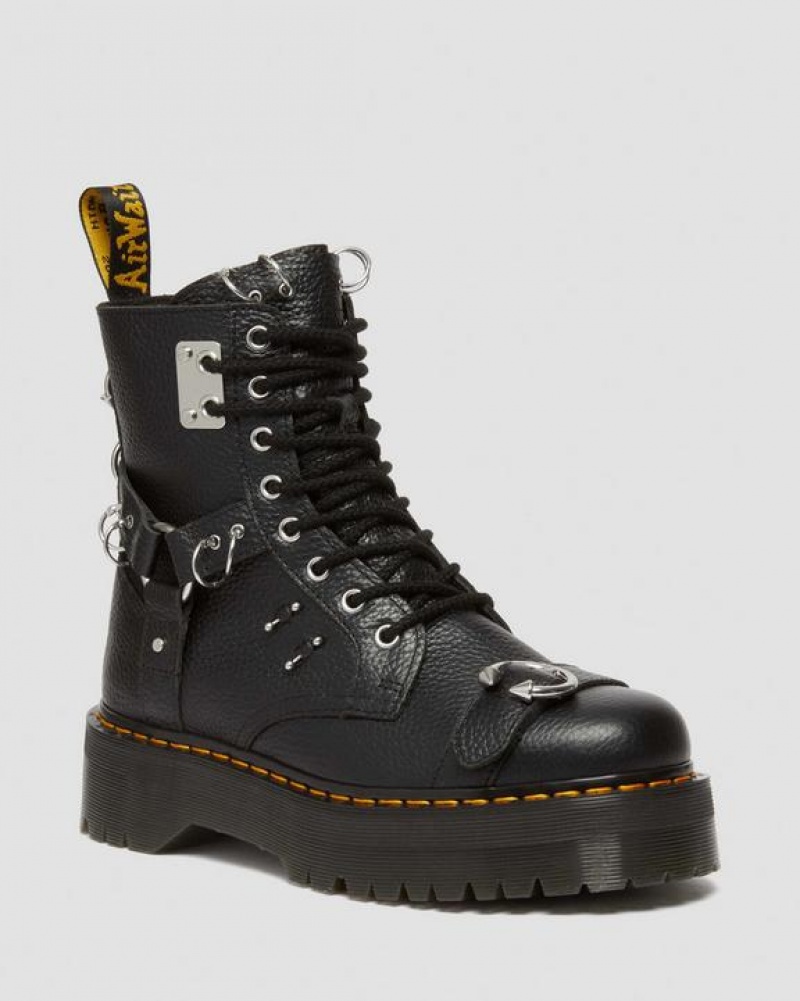 Dr Martens Jadon Boot Piercing Milled Nappa Nahkaiset Platforms Naisten Saappaat Mustat | Suomi_Dr36963