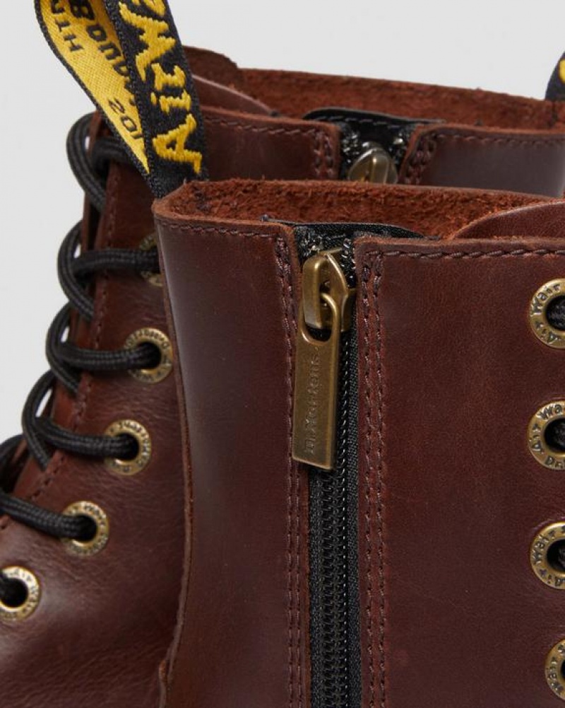 Dr Martens Jadon Boot Pull Up Nahkaiset Platforms Naisten Saappaat Tummanruskea | Suomi_Dr17666