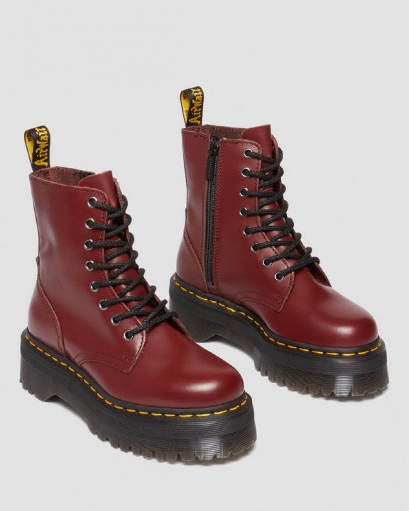 Dr Martens Jadon Boot Smooth Nahkaiset Miesten Platform Kengät Punainen | Suomi_Dr84415