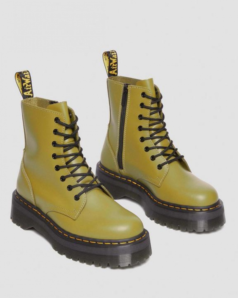 Dr Martens Jadon Boot Smooth Nahkaiset Miesten Platform Kengät Oliivinvihreä | Suomi_Dr96976