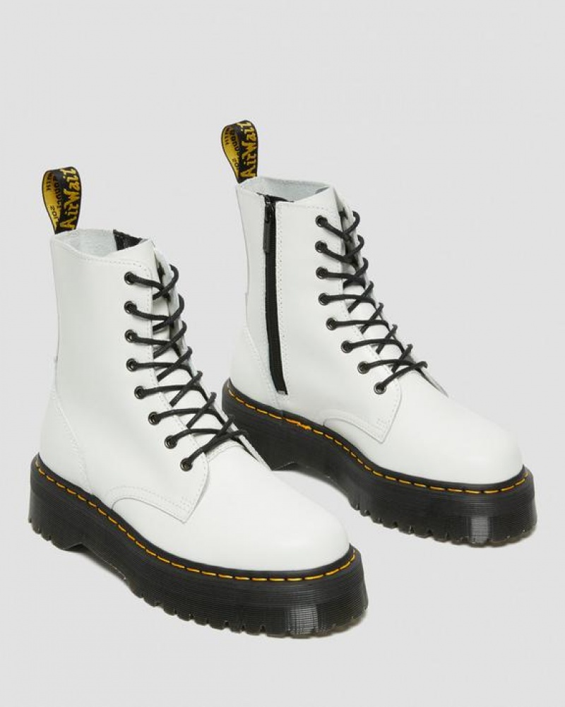 Dr Martens Jadon Boot Smooth Nahkaiset Miesten Platform Kengät Valkoinen | Suomi_Dr51652