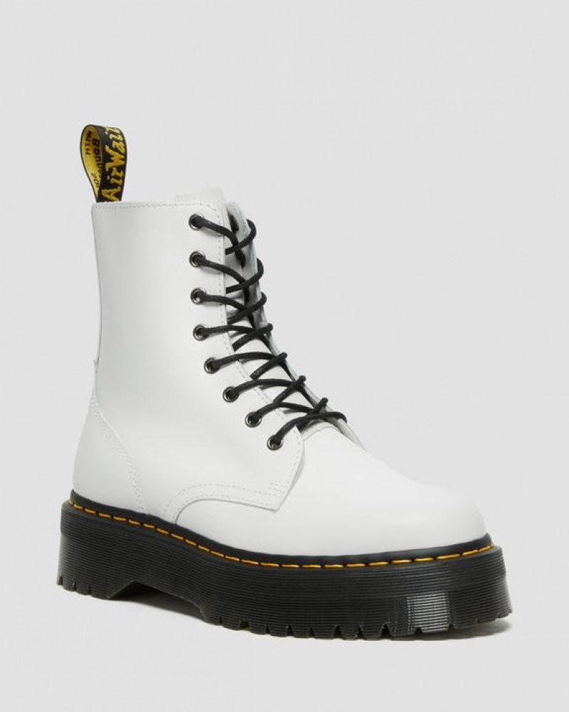 Dr Martens Jadon Boot Smooth Nahkaiset Platforms Naisten Saappaat Valkoinen | Suomi_Dr78880