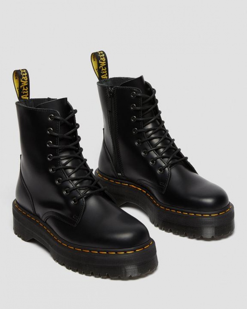 Dr Martens Jadon Boot Smooth Nahkaiset Platforms Naisten Saappaat Mustat | Suomi_Dr91735