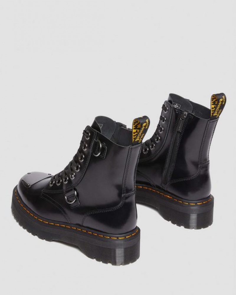 Dr Martens Jadon Boot Varvas Guard Nahkaiset Platforms Naisten Saappaat Mustat | Suomi_Dr27139