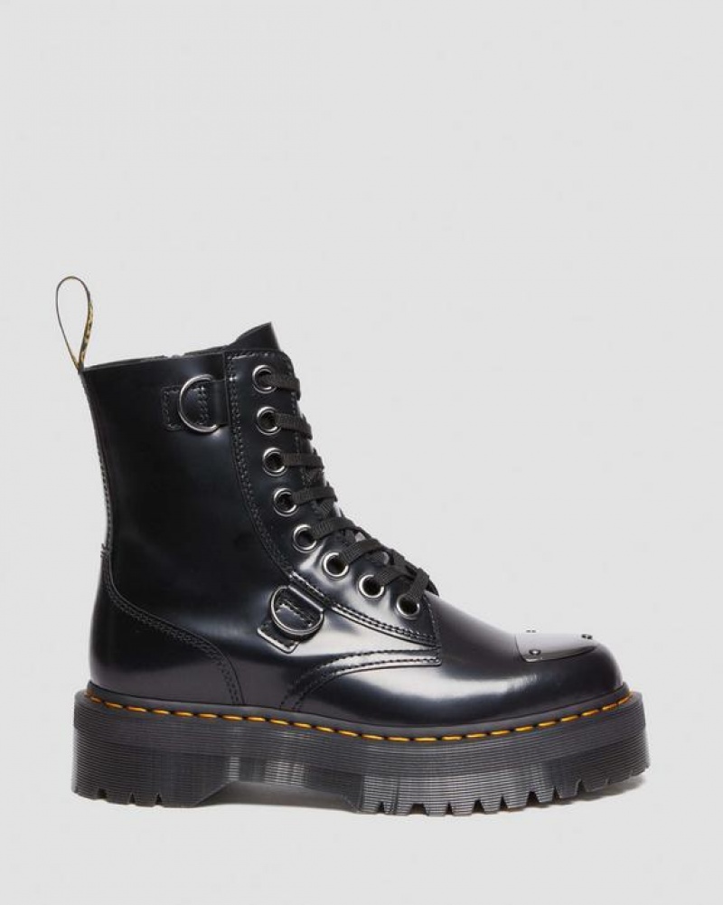 Dr Martens Jadon Boot Varvas Guard Nahkaiset Platforms Naisten Saappaat Mustat | Suomi_Dr27139