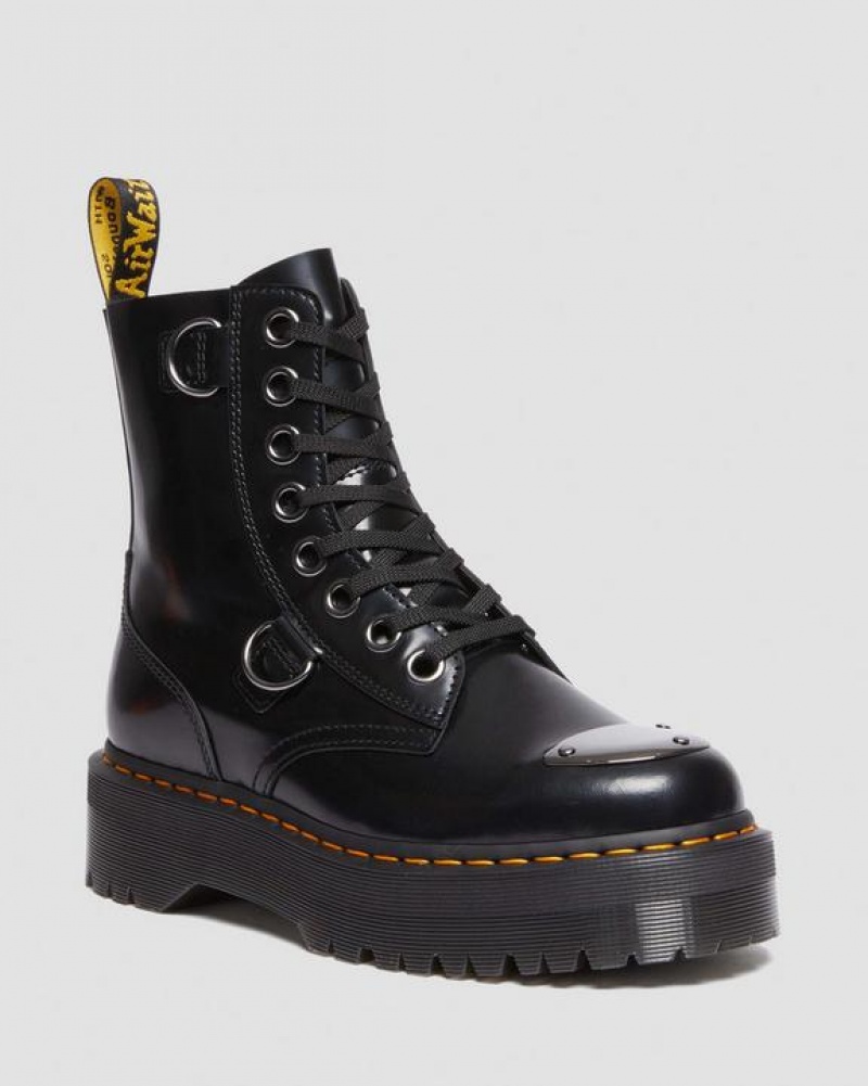 Dr Martens Jadon Boot Varvas Guard Nahkaiset Platforms Naisten Saappaat Mustat | Suomi_Dr27139