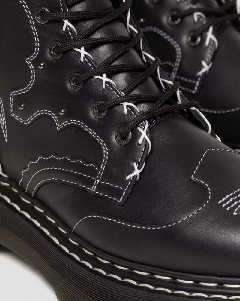 Dr Martens Jadon Hi Boot Gothic Americana Nahkaiset Platforms Naisten Saappaat Mustat | Suomi_Dr28650