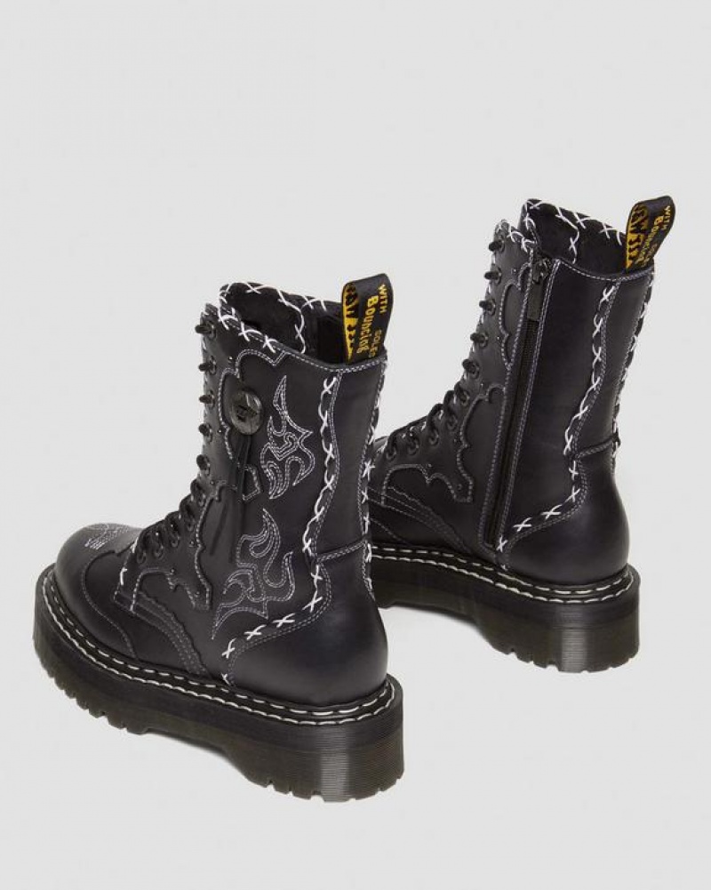 Dr Martens Jadon Hi Boot Gothic Americana Nahkaiset Platforms Naisten Saappaat Mustat | Suomi_Dr28650