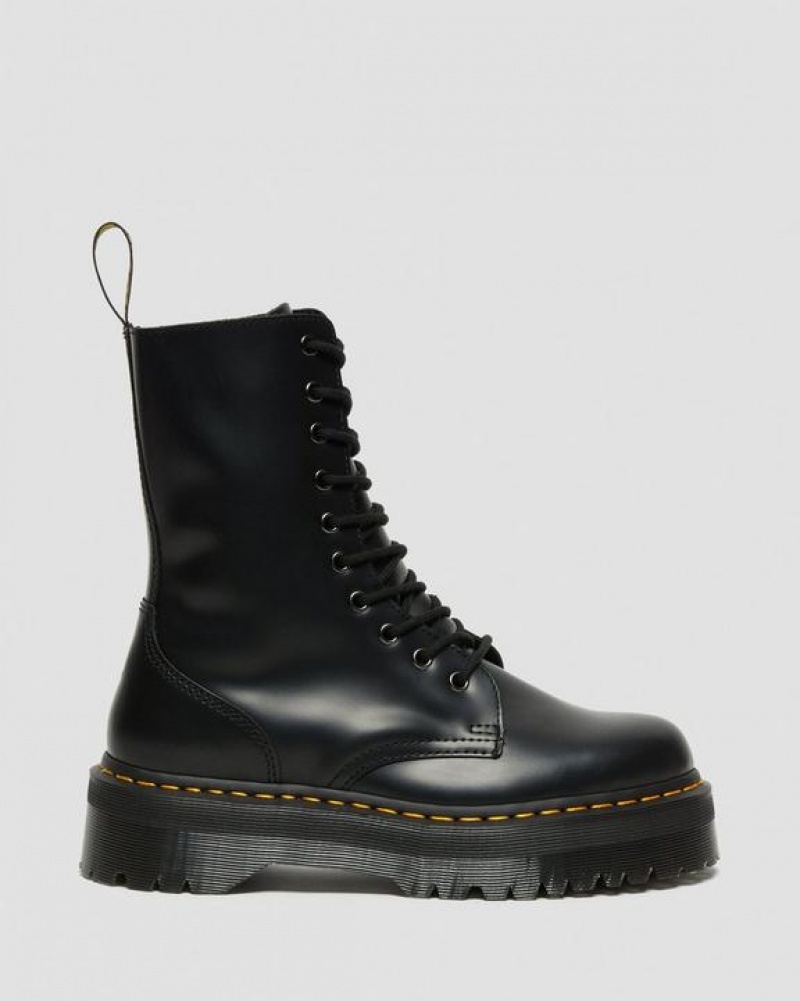 Dr Martens Jadon Hi Boot Smooth Nahkaiset Naisten Platform Kengät Mustat | Suomi_Dr47110