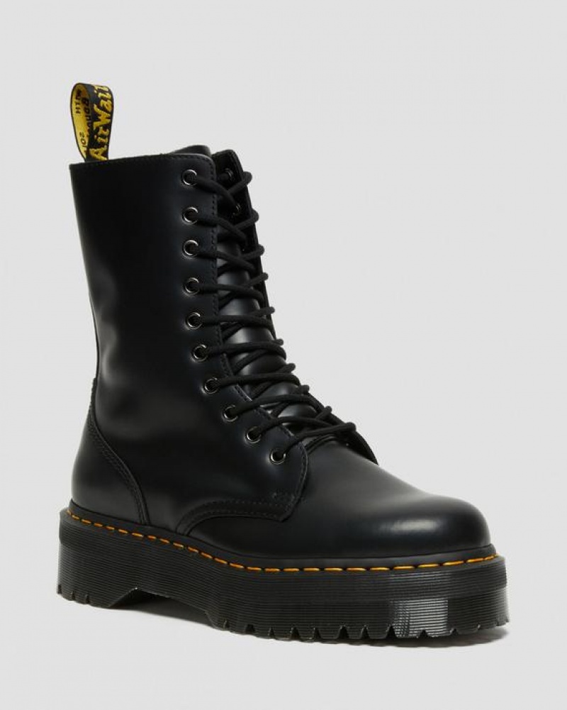 Dr Martens Jadon Hi Boot Smooth Nahkaiset Naisten Platform Kengät Mustat | Suomi_Dr47110