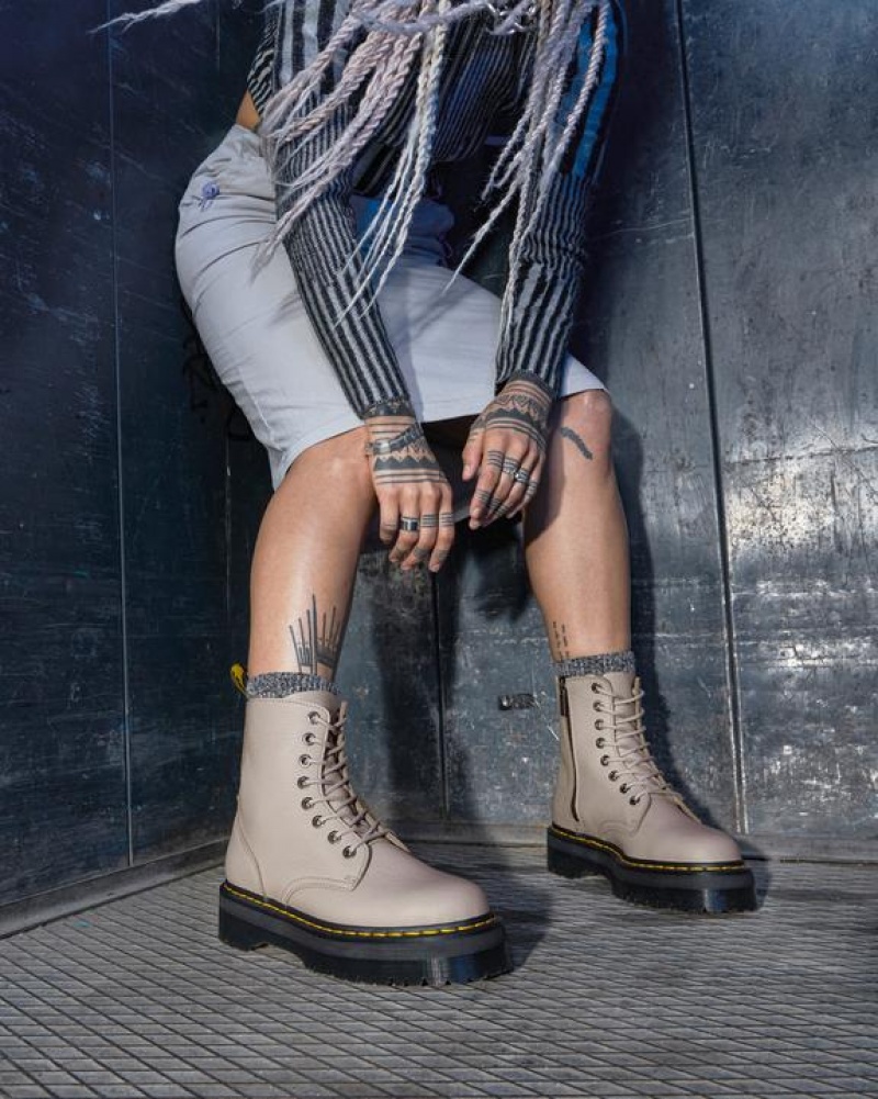 Dr Martens Jadon III Boot Pisa Nahkaiset Platforms Miesten Saappaat Harmaat Ruskea | Suomi_Dr91871