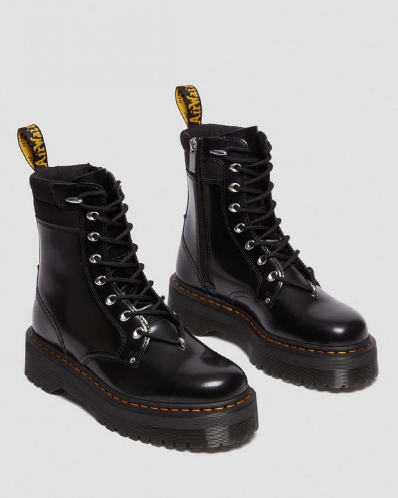 Dr Martens Jadon II Boot Hardware Buttero Nahkaiset Platforms Naisten Saappaat Mustat | Suomi_Dr79490