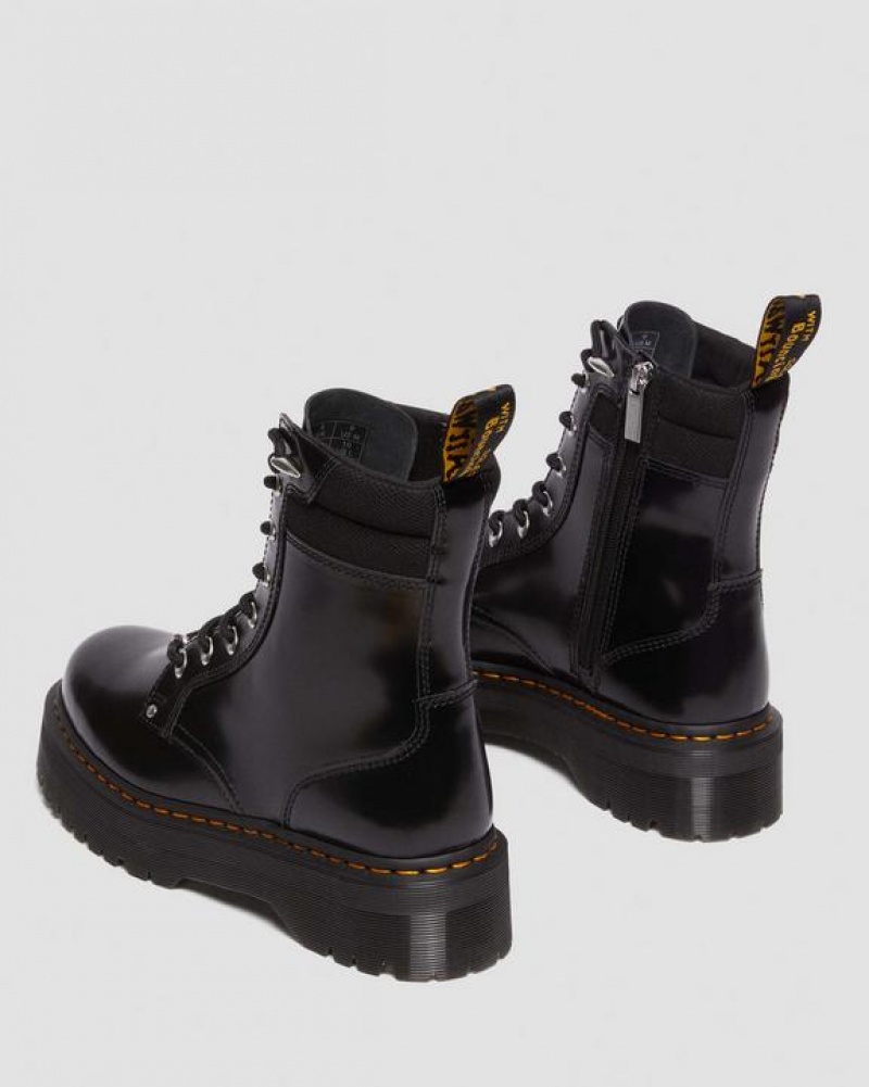 Dr Martens Jadon II Boot Hardware Buttero Nahkaiset Platforms Naisten Saappaat Mustat | Suomi_Dr79490