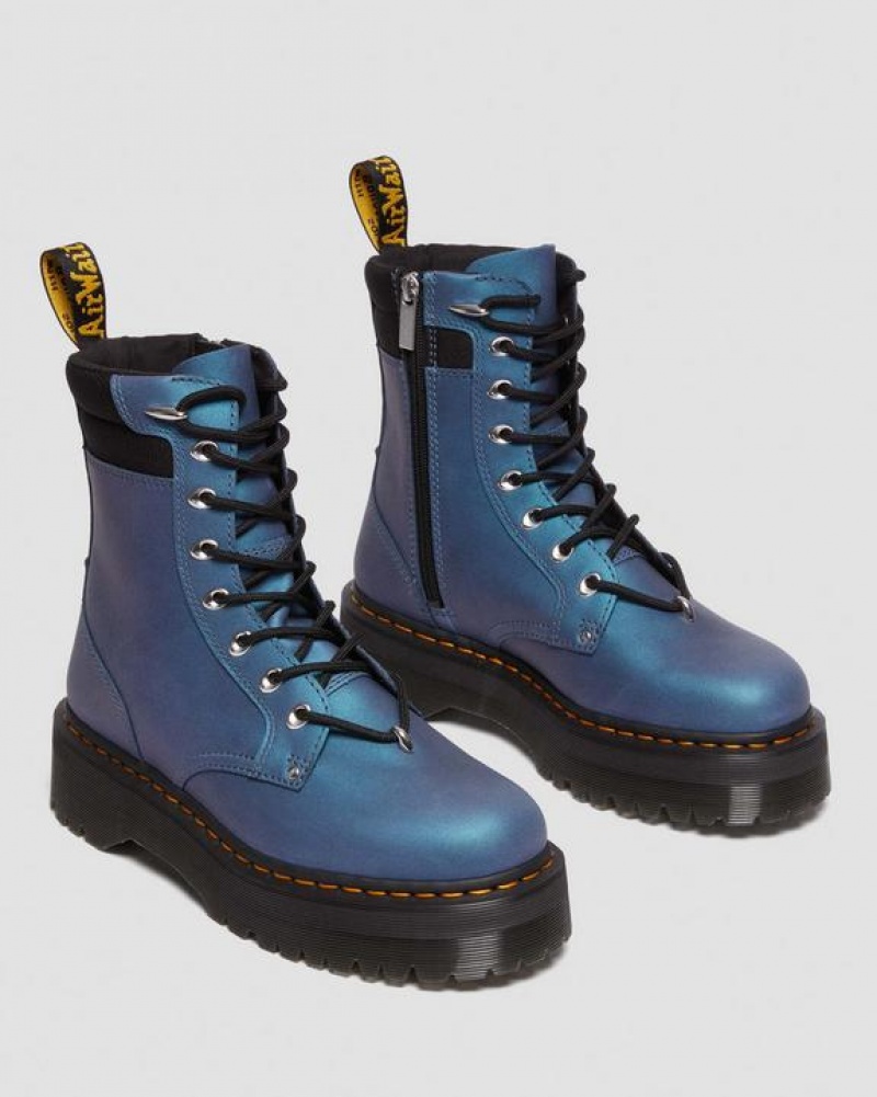 Dr Martens Jadon II Boot Hardware Pull Up Nahkaiset Miesten Platform Kengät Syvä Sininen | Suomi_Dr61067