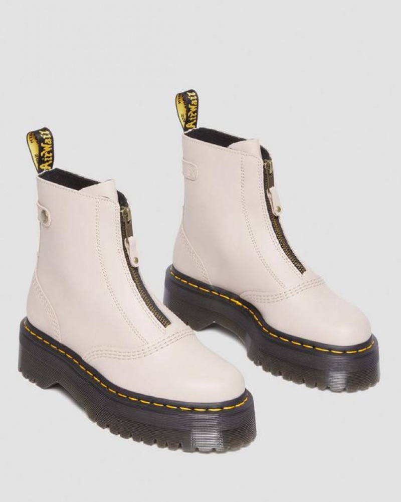 Dr Martens Jetta Zipped Sendal Nahkaiset Platform Naisten Saappaat Harmaat Ruskea | Suomi_Dr59909