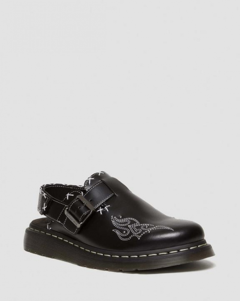 Dr Martens Jorge II Gothic Americana Nahkaiset Slingback Miesten Sandaalit Mustat | Suomi_Dr81694