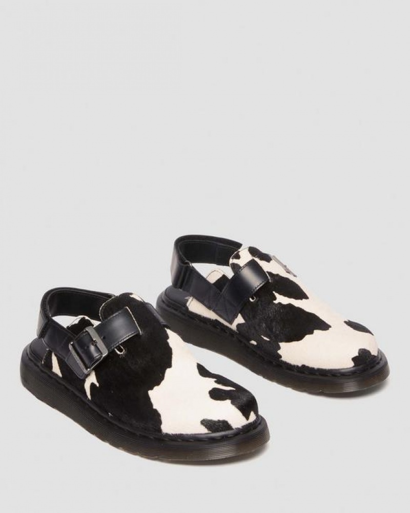 Dr Martens Jorge II Hair-on Animal Print Slingback Mules Naisten Kengät Mustat Valkoinen | Suomi_Dr76147