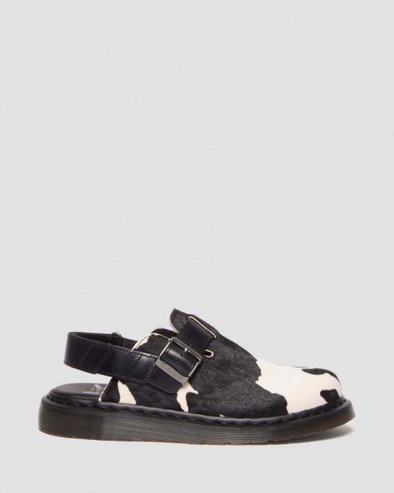 Dr Martens Jorge II Hair-on Animal Print Slingback Mules Naisten Kengät Mustat Valkoinen | Suomi_Dr76147