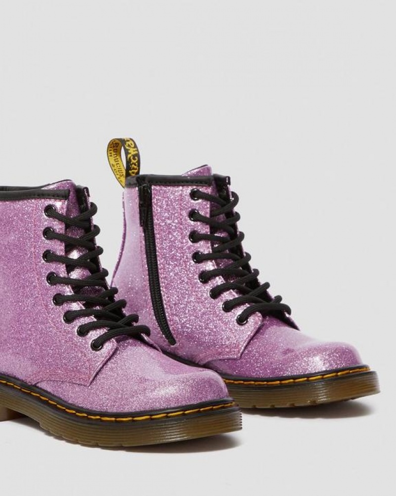 Dr Martens Junior 1460 Glitter Pitsi Up Lasten Saappaat Tummanpinkki | Suomi_Dr67541