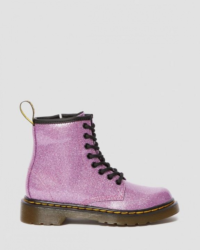 Dr Martens Junior 1460 Glitter Pitsi Up Lasten Saappaat Tummanpinkki | Suomi_Dr67541