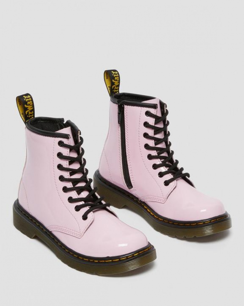 Dr Martens Junior 1460 Kiiltonahka Nahkaiset Pitsi Up Lasten Saappaat Pinkki | Suomi_Dr15779