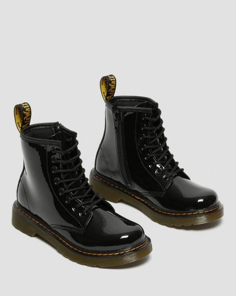 Dr Martens Junior 1460 Kiiltonahka Nahkaiset Pitsi Up Lasten Saappaat Mustat | Suomi_Dr37576