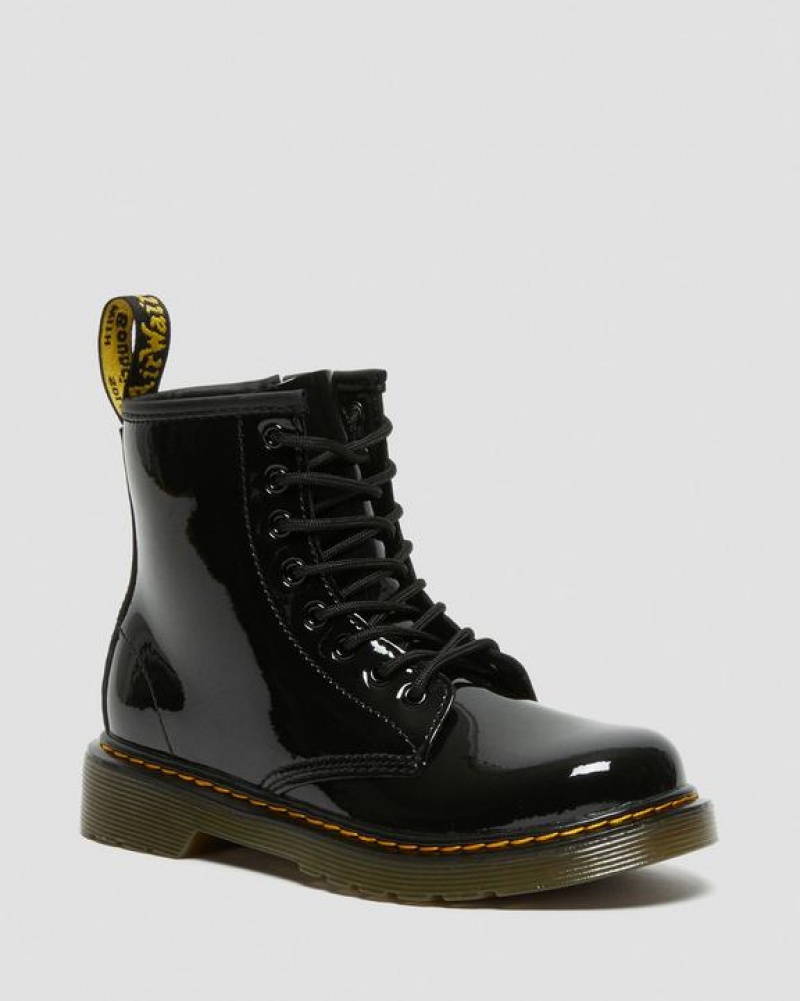 Dr Martens Junior 1460 Kiiltonahka Nahkaiset Pitsi Up Lasten Saappaat Mustat | Suomi_Dr37576