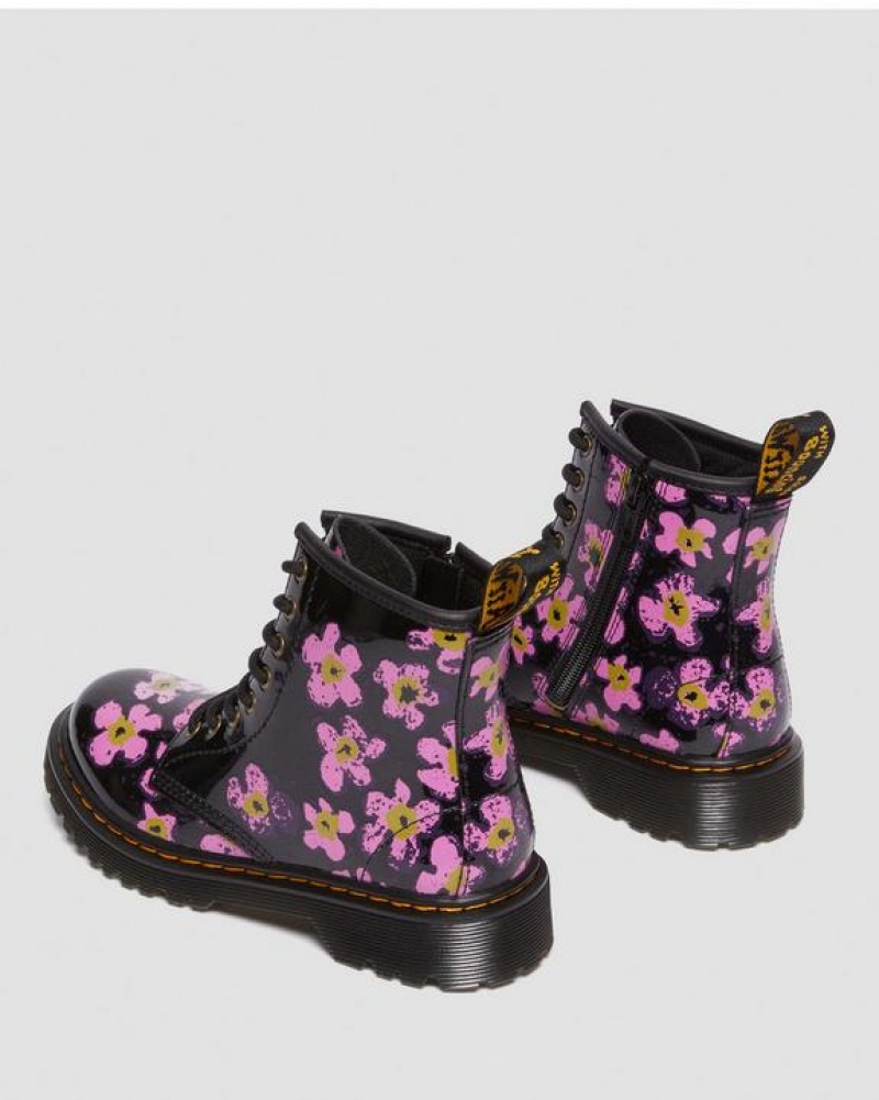 Dr Martens Junior 1460 Pansy Kiiltonahka Nahkaiset Pitsi Up Lasten Saappaat Mustat | Suomi_Dr45763