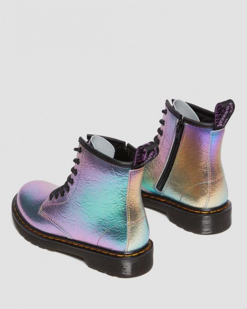 Dr Martens Junior 1460 Rainbow Crinkle Nahkaiset Pitsi Up Lasten Saappaat Monivärinen | Suomi_Dr67985